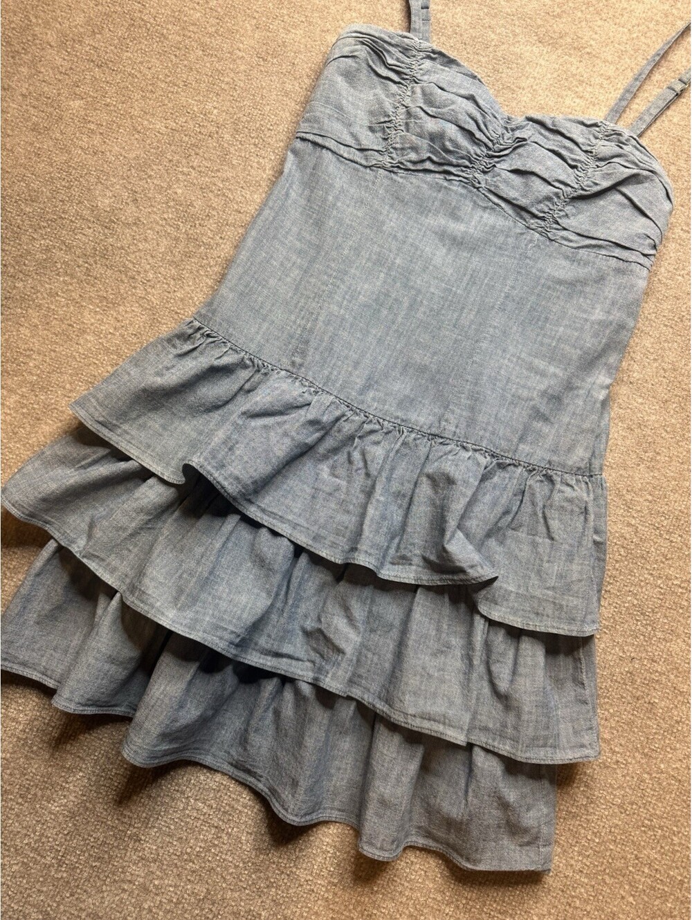 Express Women's S Ruffled Denim Mini Dress (1087)